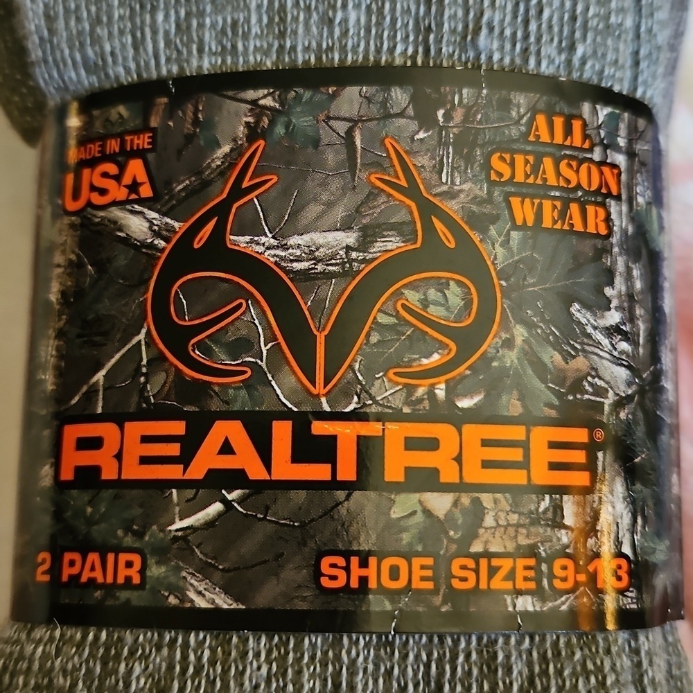 3/$30 REALTREE All Season Wool Blend 2 Pair Ultra Dri Socks Size 9-13 - Picture 2 of 4